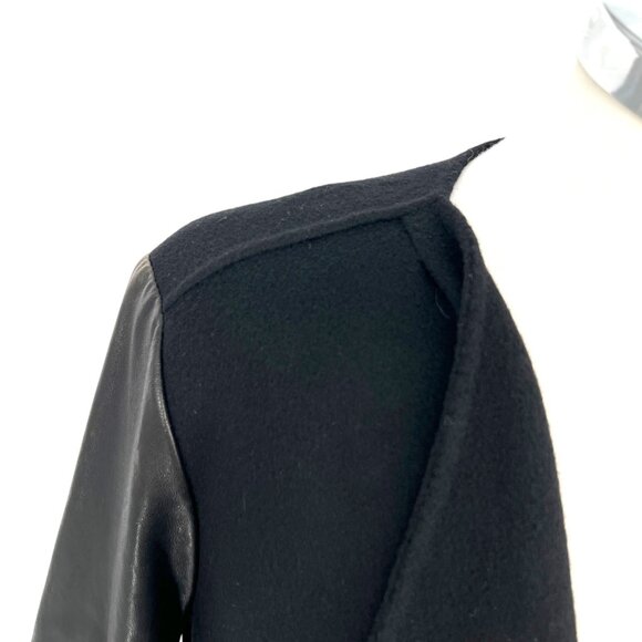 Vince Leather Sleeve Black Open Front Jacket Size Large - Picture 4 of 15